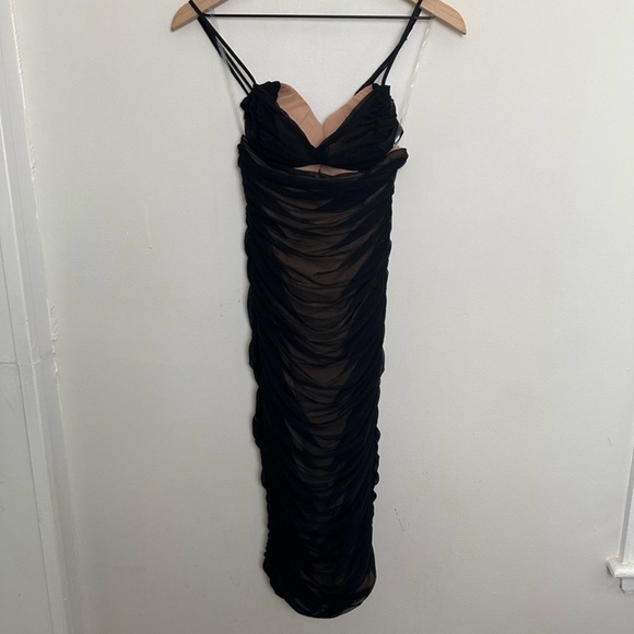 House of CB Dresses House Of Cb Tibi Black Cutout Ruched Midi Dress